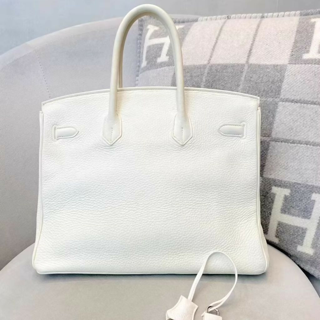 Hermes birkin 35 01 White Togo Leather Palladium hardware