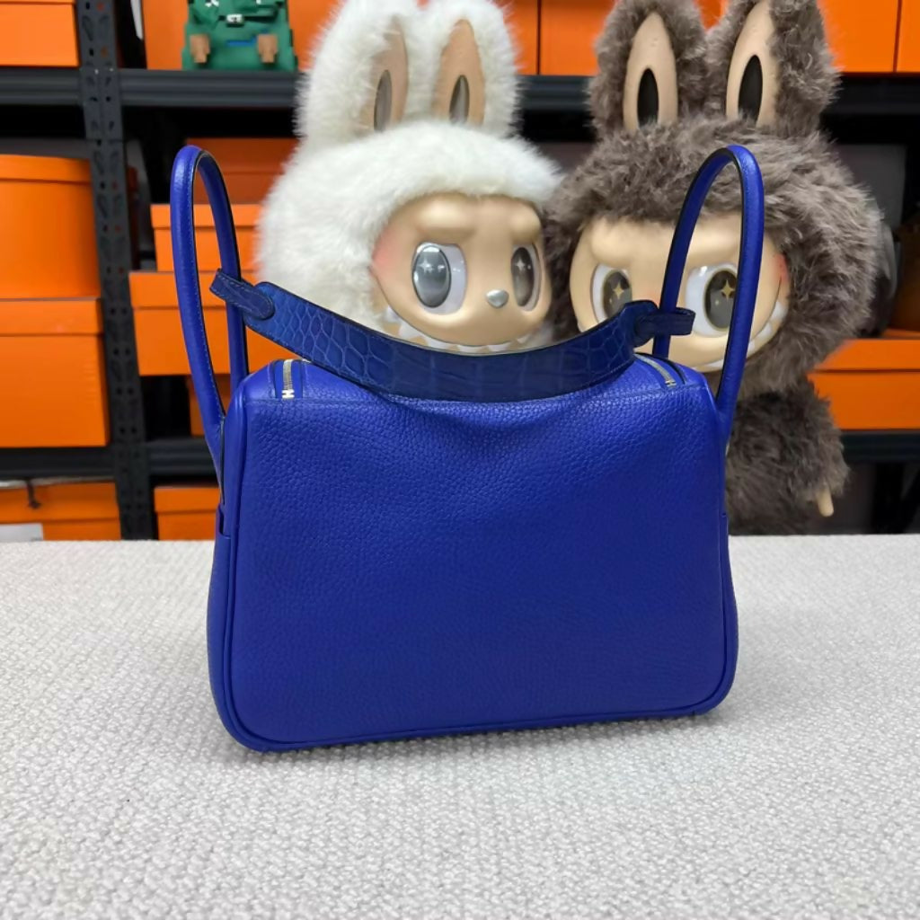 Hermès Lindy 26 Electric Blue Matte Crocodile Touch Palladium Hardware