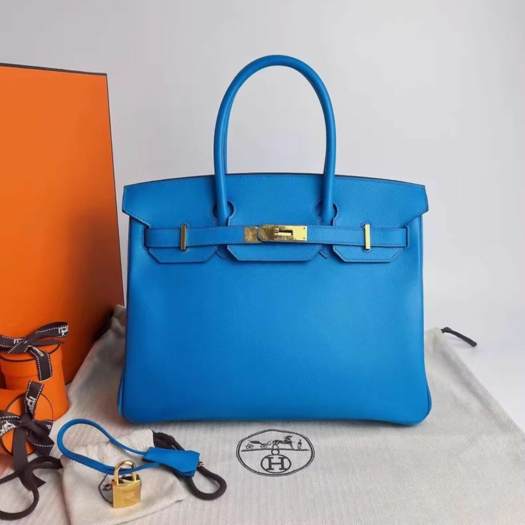 Hermès Birkin 30 Blue Zanzibar Epsom Leather with Gold hardware