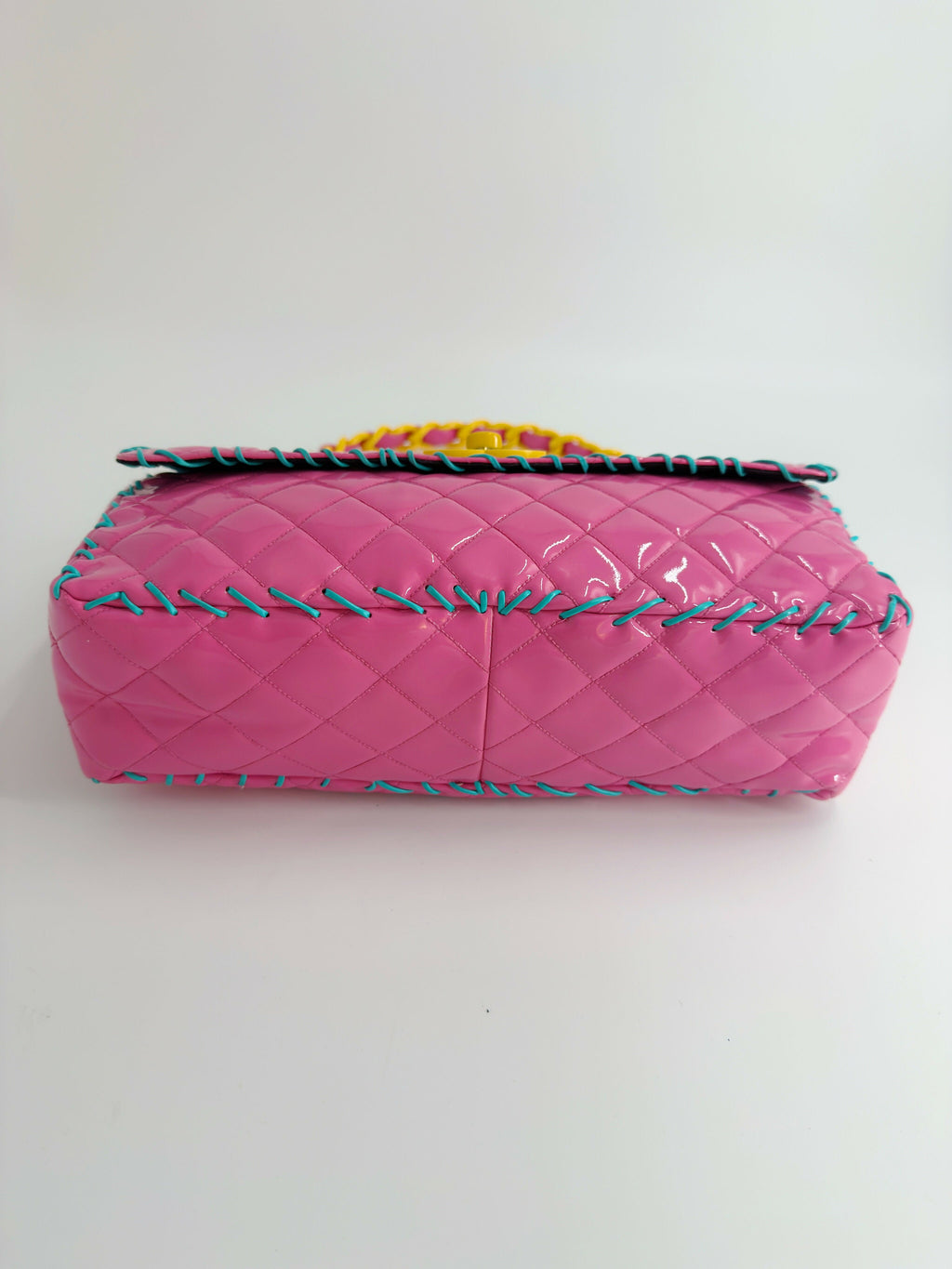 Chanel 1994 Vintage Pink Vinyl Jumbo Flap Bag