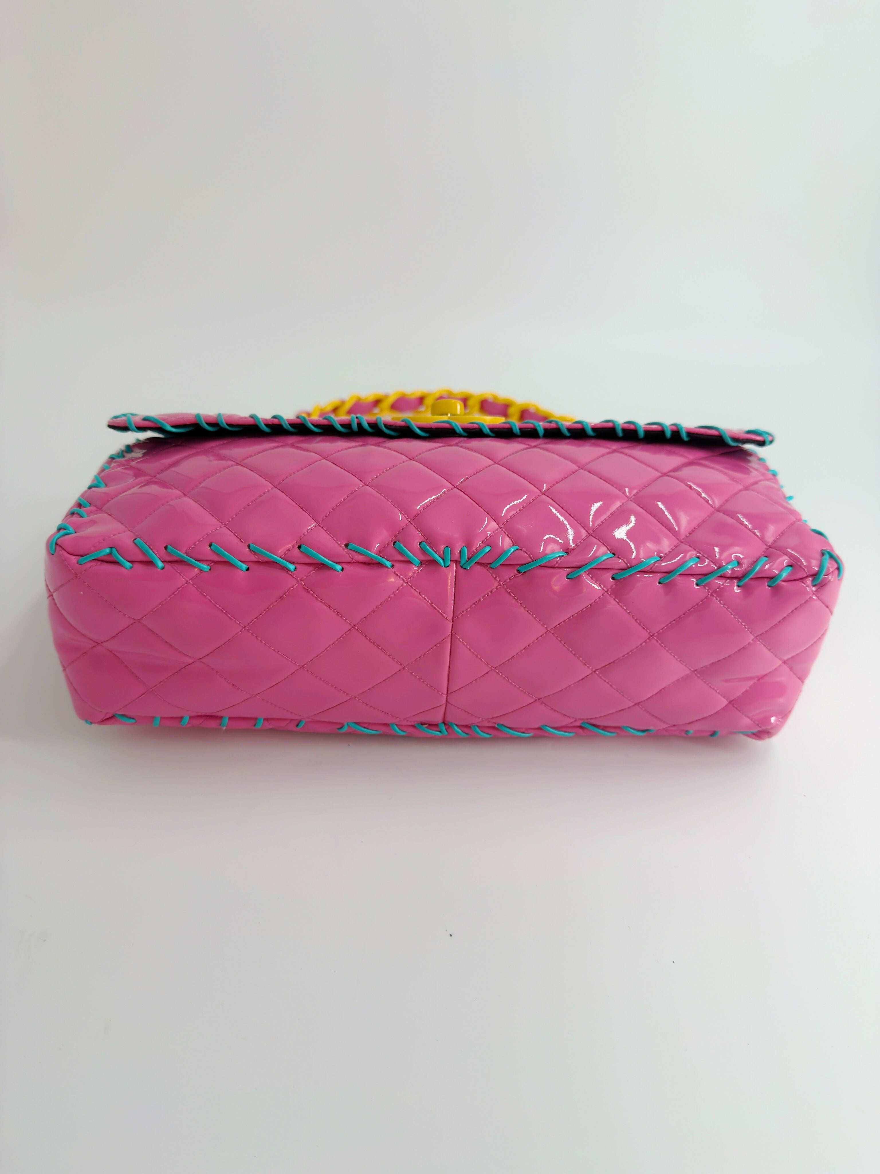 Chanel 1994 Vintage Pink Vinyl Jumbo Flap Bag