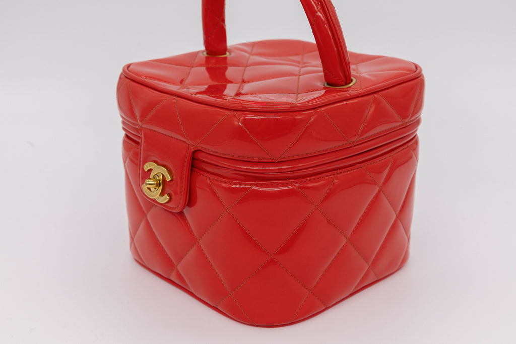 Chanel 1995 Spring/Summer Barbie Collection Chanel Red Patent Top Handle Vanity Bag