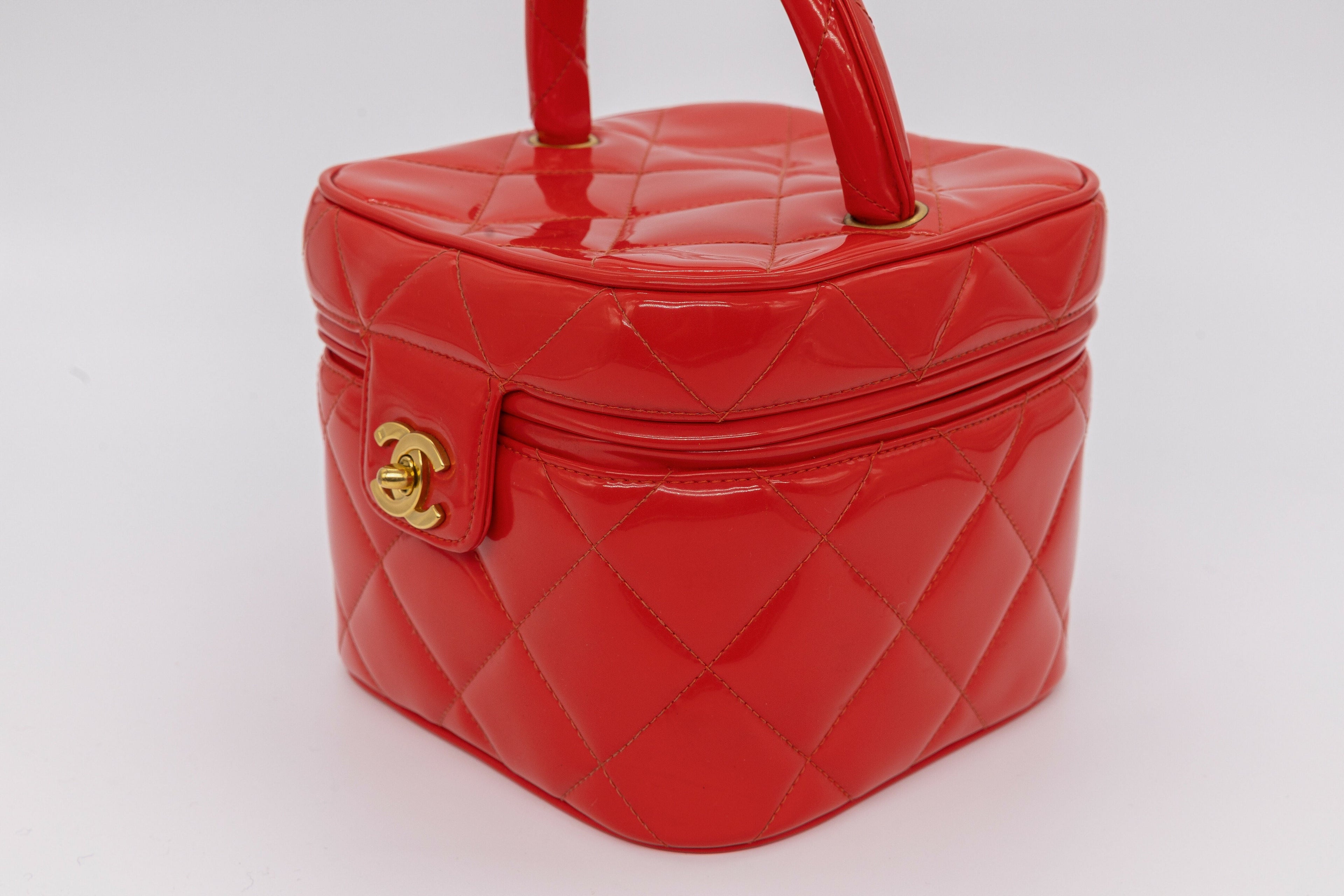Chanel 1995 Spring/Summer Barbie Collection Chanel Red Patent Top Handle Vanity Bag