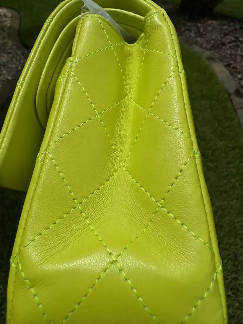 Chanel 21S Yellow Neon Lambskin Medium Classic Flap Bag