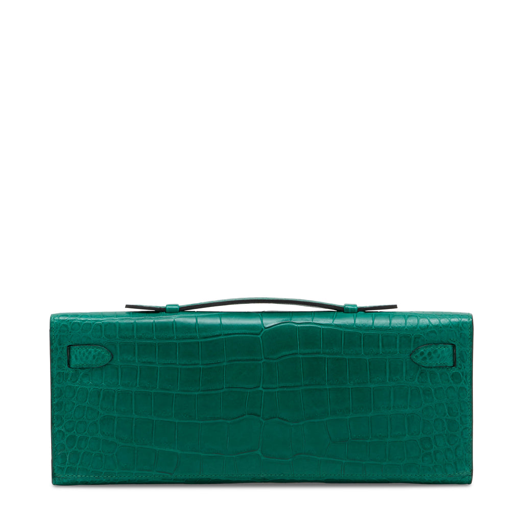 Hermes Kelly Cut Malachite Matte Crocodile Leather with palladium hardware