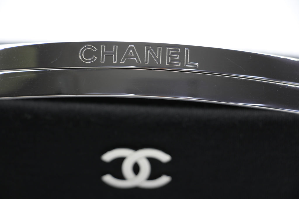 Chanel vintage black clutch with silver hardware handle