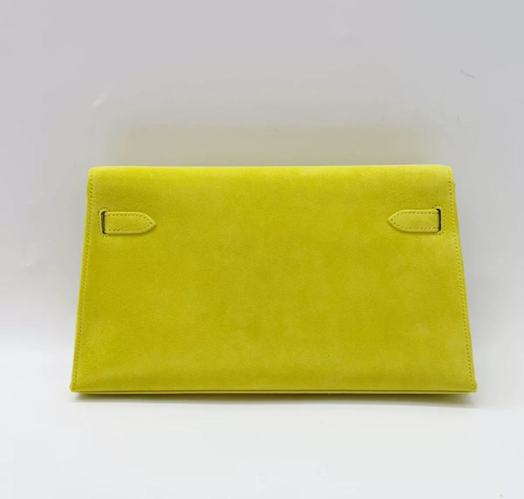 HERMÈS Kelly Elan Jaune de Naples Doblis Suede Palladium
