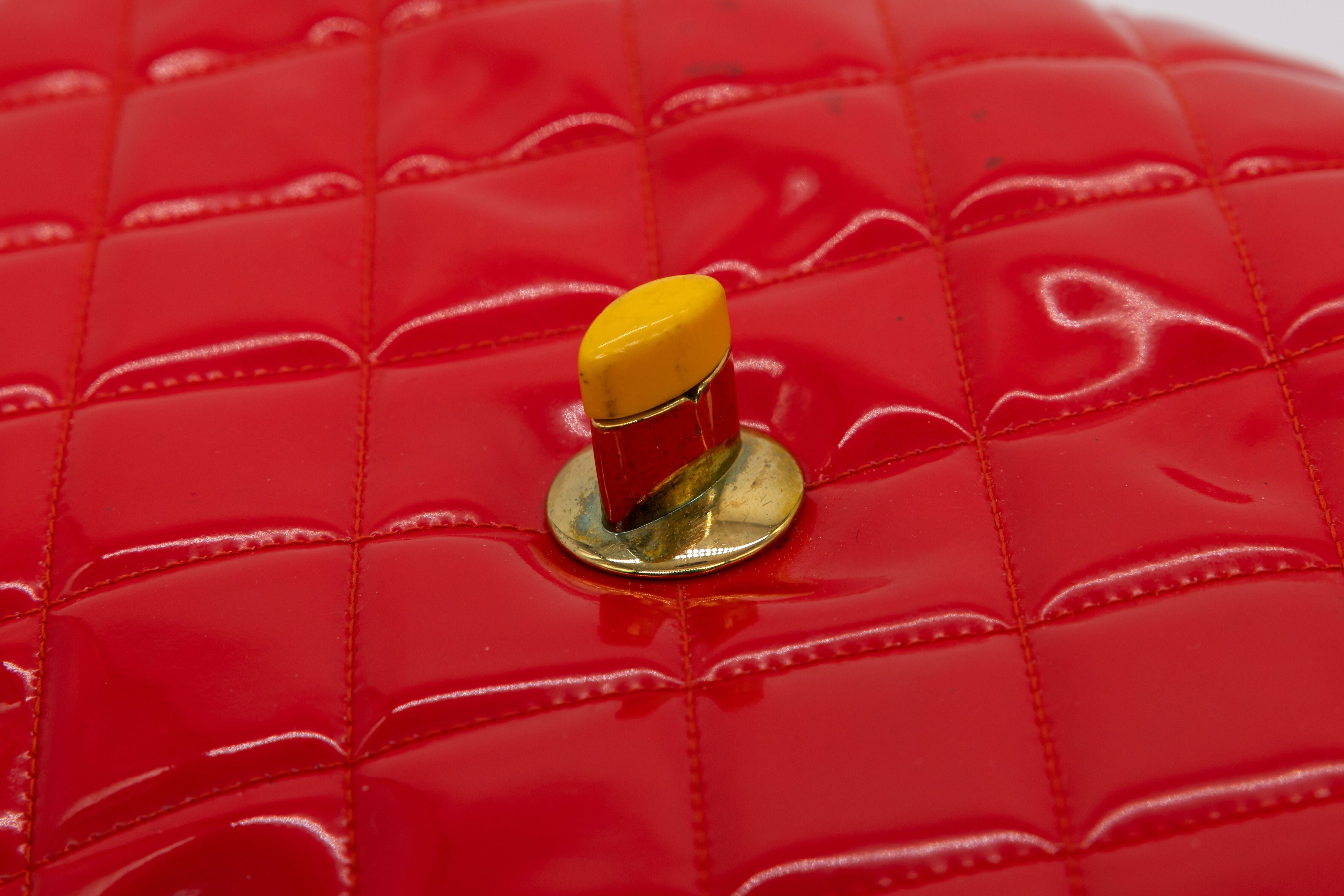 Chanel Vintage 1994 Fall/Winter Red Vinyl Maxi Flap Bag