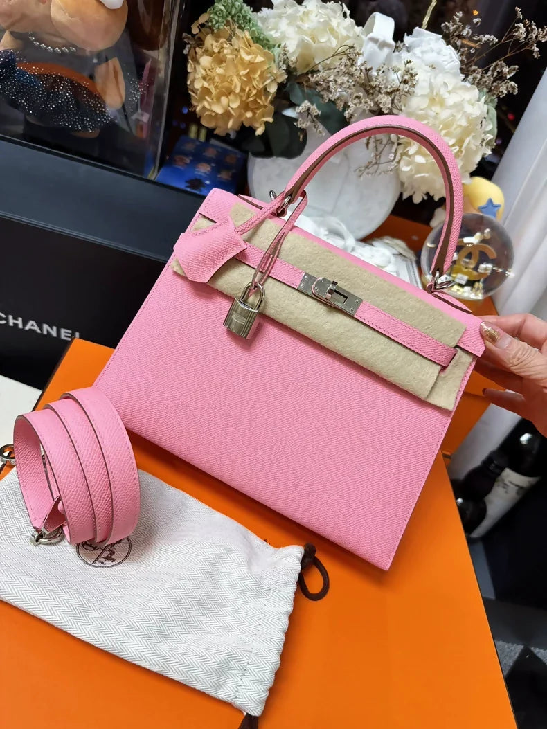 Hermes Kelly 25 bag Pink Epsom leather palladium hardware