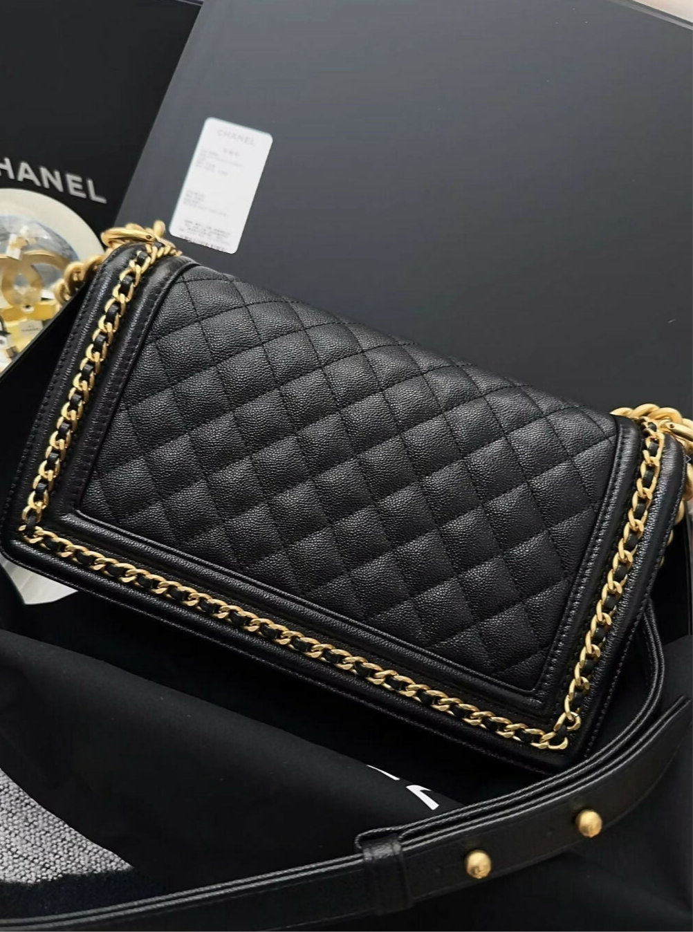 Chanel 23p limited edition Black leather and gold hardware & chain flap bag