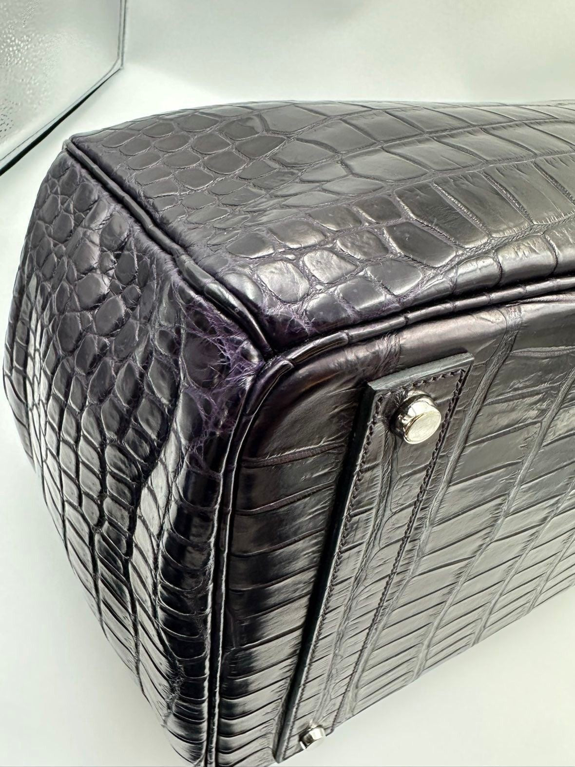 Hermes Birkin HAC 40 Prunoir Matte Alligator leather palladium hardware