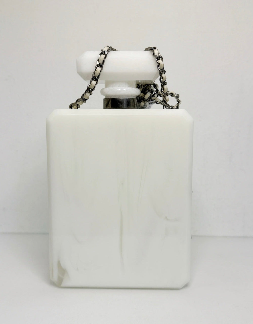 Chanel 2016 Paris-Rome White Marble No 5 Perfume Bottle Minaudiere Clutch