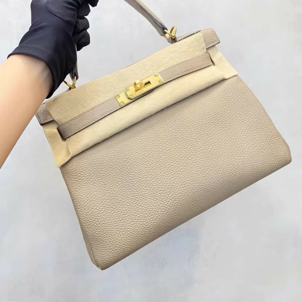 Hermes kelly 28 Gris Tourterelle Togo Leather Palladium Hardware