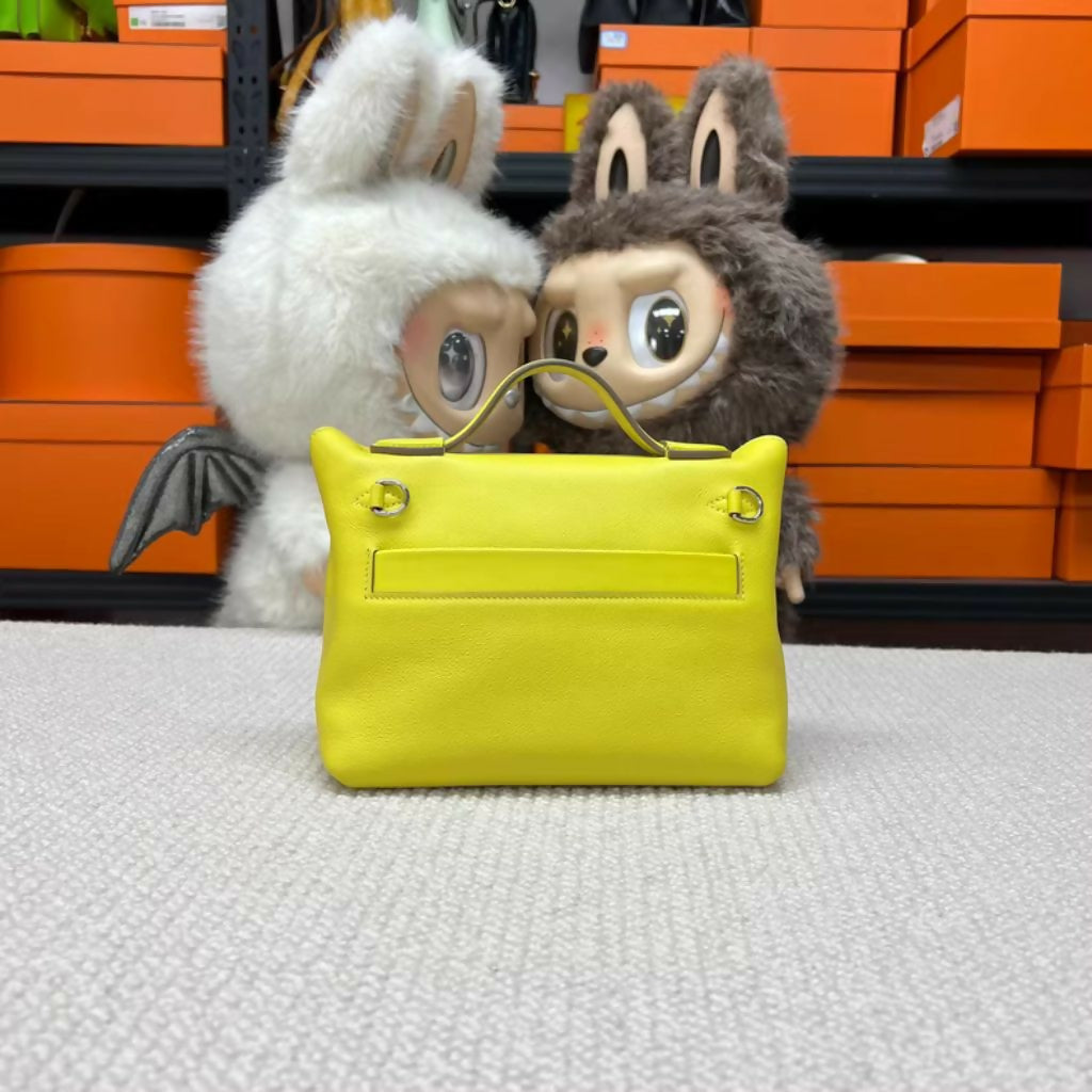 Hermès 24/24 Mini 9R Lime Yellow Evercolor palladium hardware