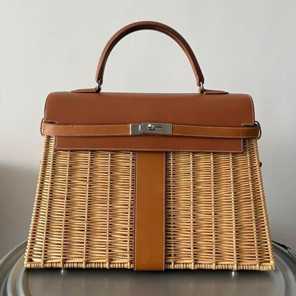 Hermès Kelly 35 Picnic in Saddle Leather with palladium Hardware