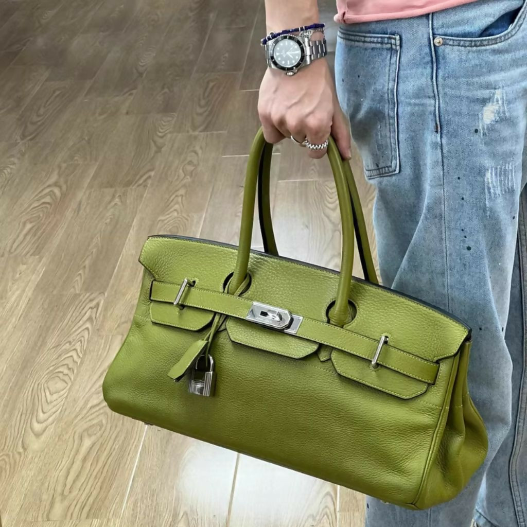 Hermes Birkin Shoulder Vert Chartruese Clemence Leather Palladium Hardware