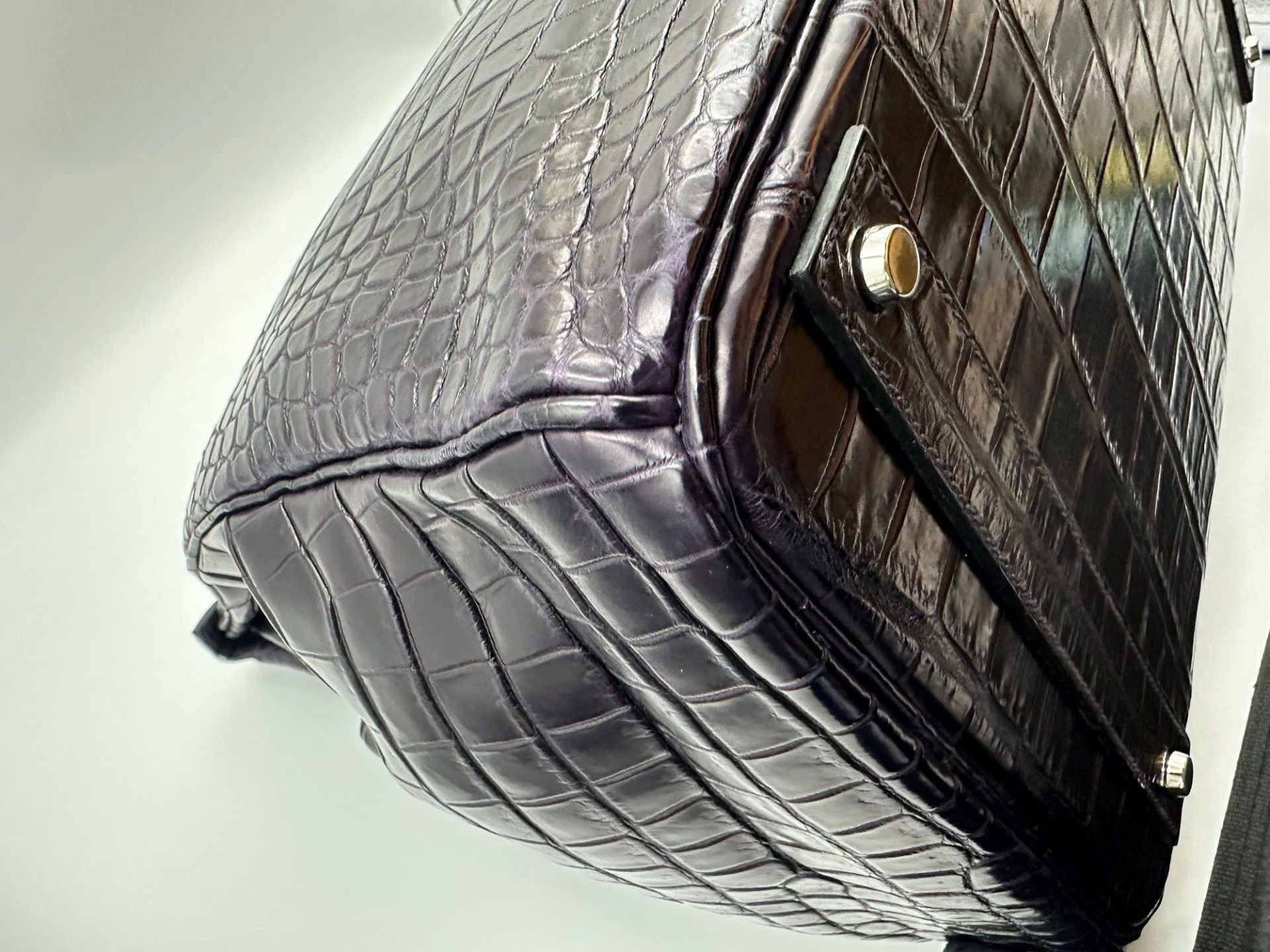 Hermes Birkin HAC 40 Prunoir Matte Alligator leather palladium hardware