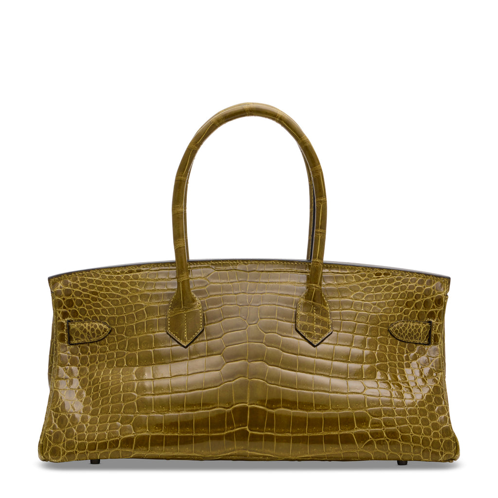 Hermes JPG Birkin Shoulder Vert Anis Shiny Crocodile Leather Palladium Hardware