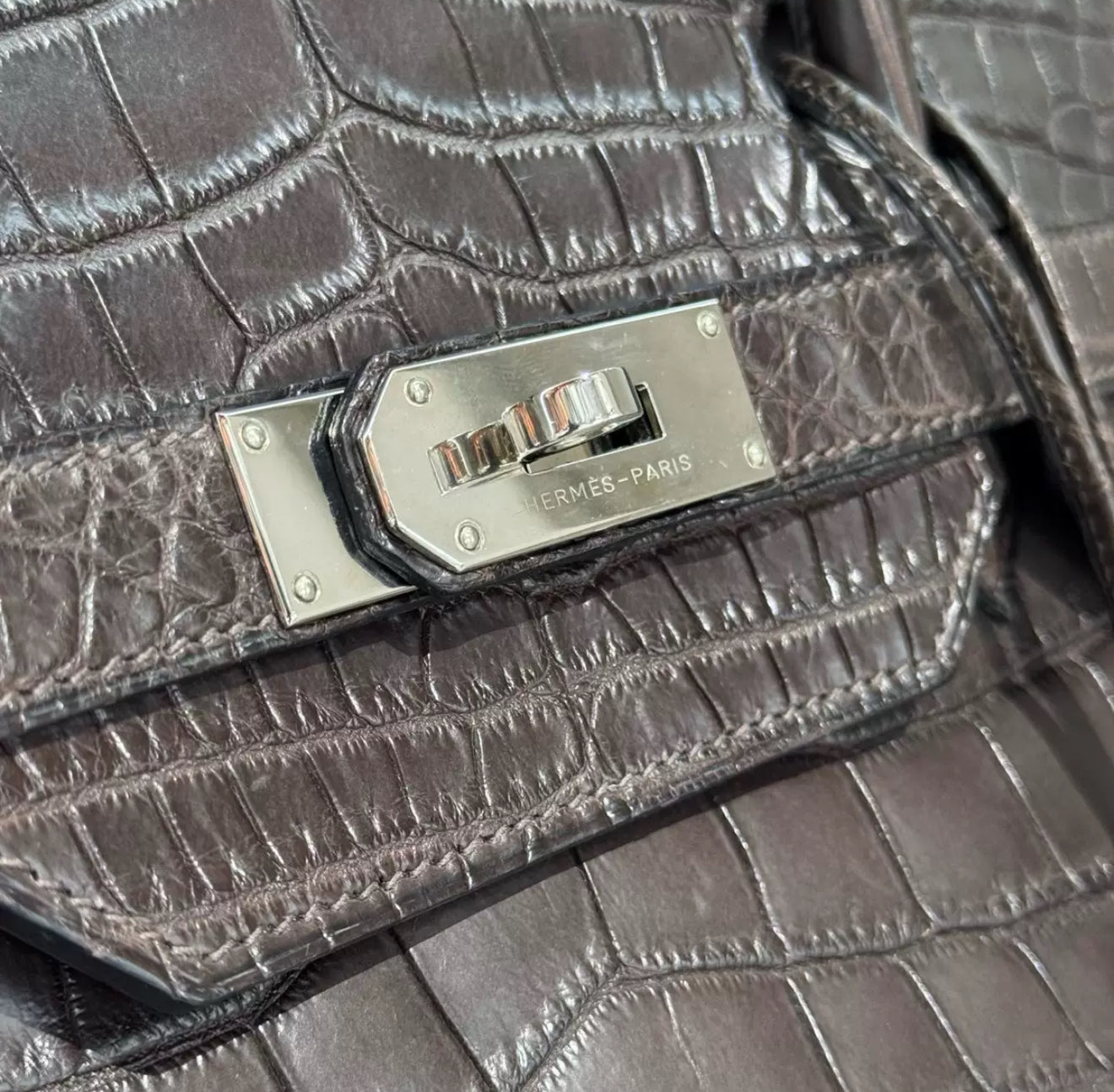 Hermes birkin 50 ebony matte leather crocodile palladium hardware