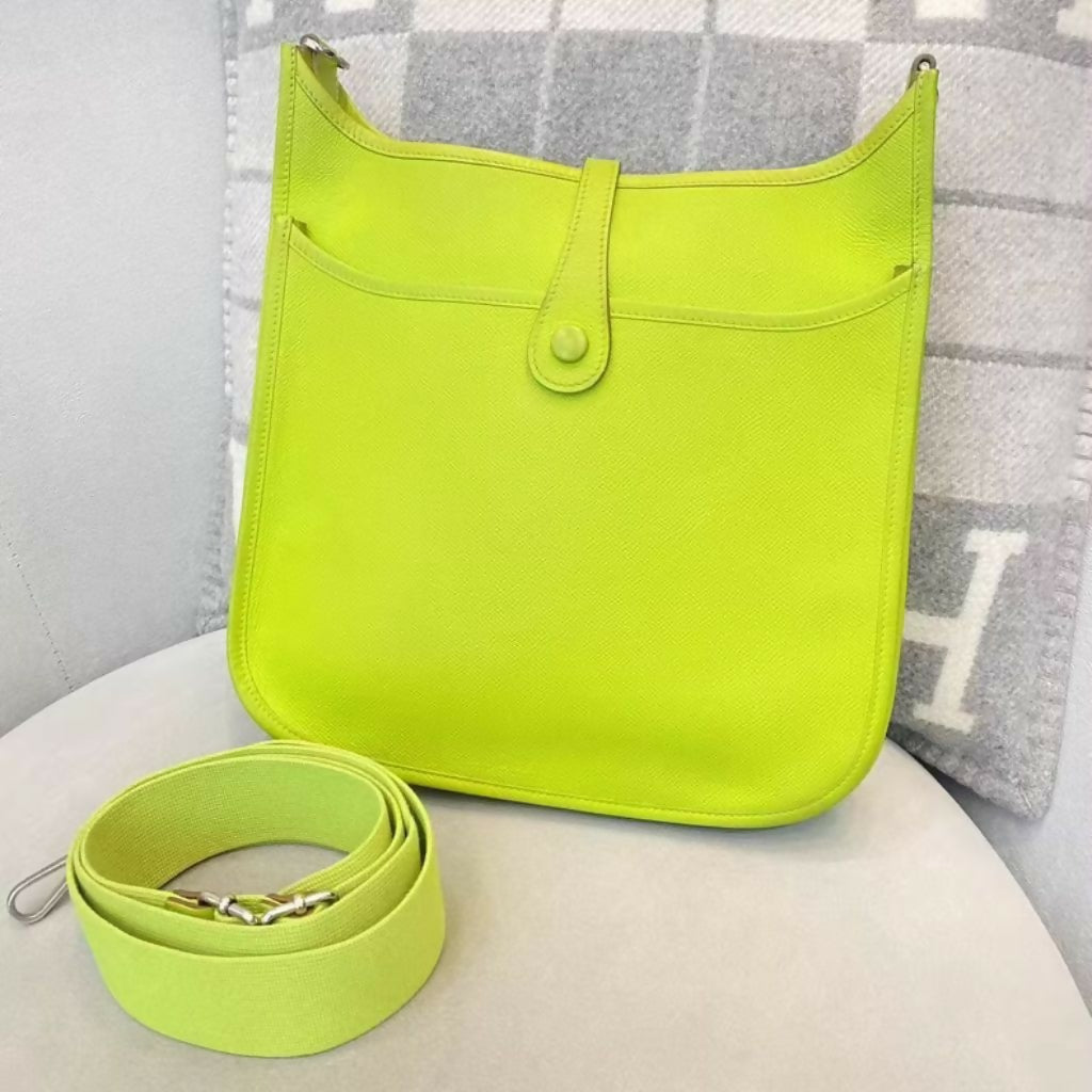 Hermes Evelyne 29 Kiwi Green Epsom Leather Palladium Hardware