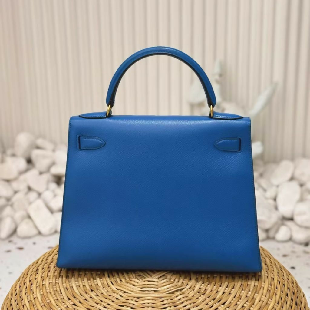 Hermès Kelly 28 Blue Epsom Leather with Gold Hardware