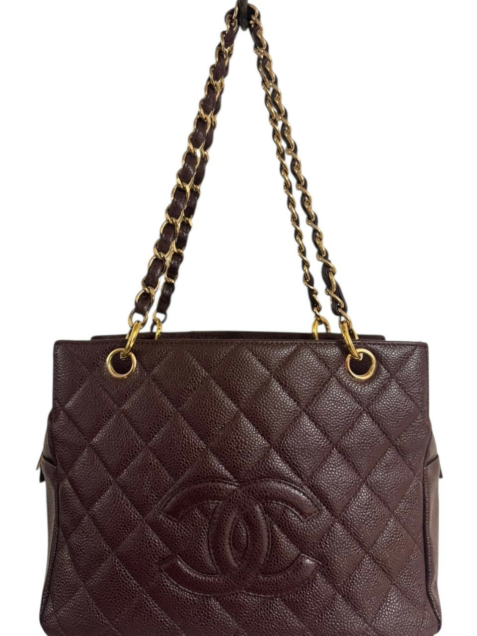 Chanel PPT Dark Chocolate Brown Quilted Caviar Leather Petite Timeless Shopping Tote Bag GHW