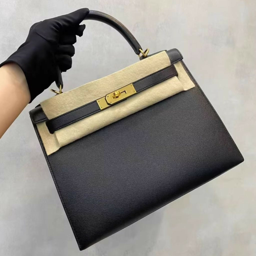Hermes kelly 28 Black Epsom Leather Gold Hardware