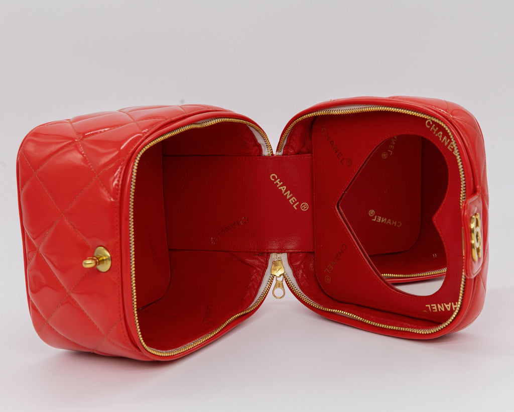 Chanel 1995 Spring/Summer Barbie Collection Chanel Red Patent Top Handle Vanity Bag