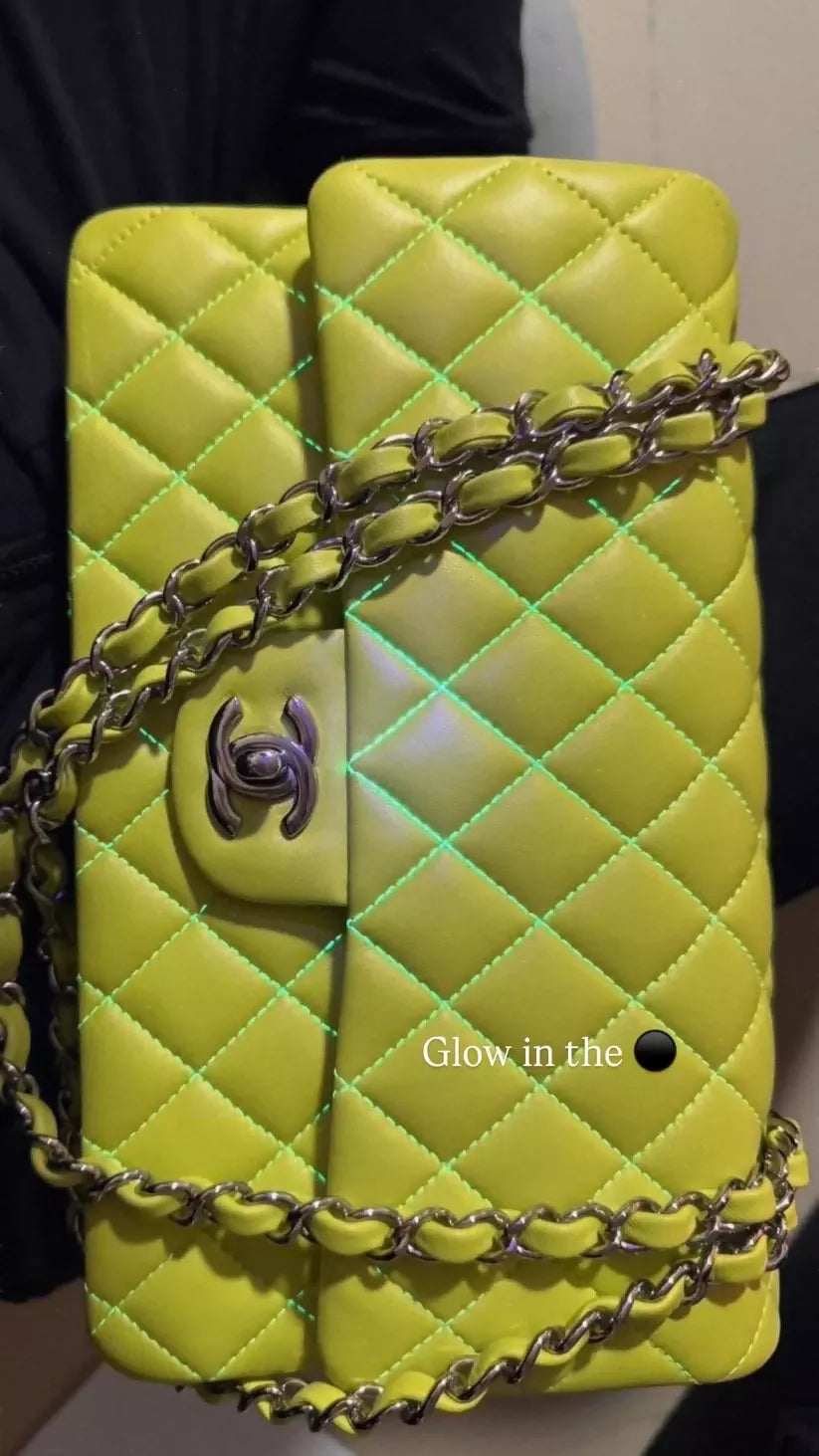 Chanel 21S Yellow Neon Lambskin Medium Classic Flap Bag