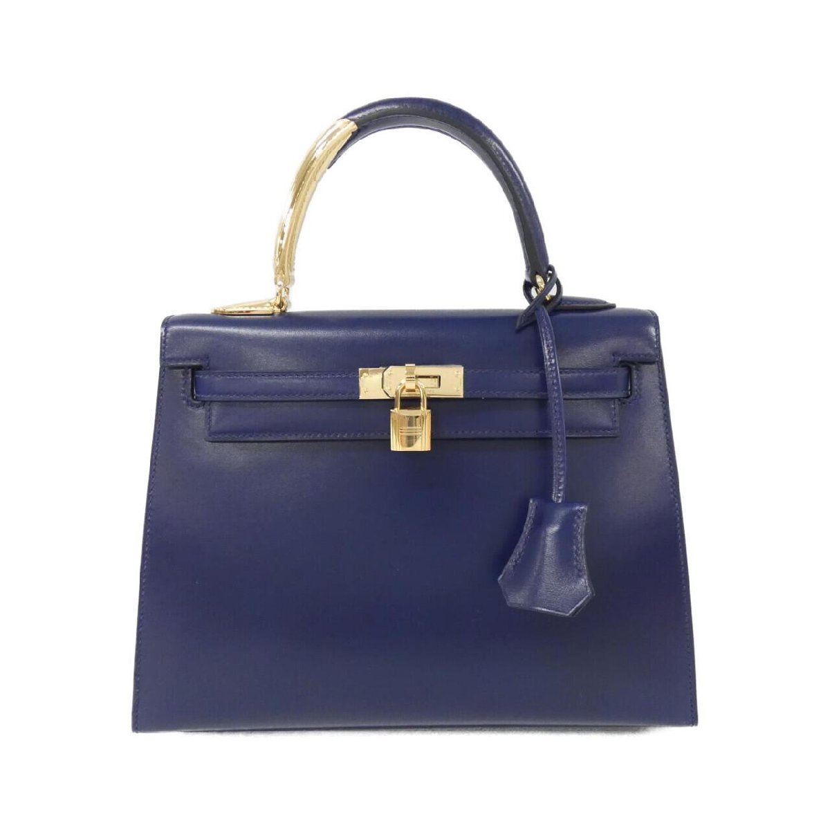 Hermes kelly Midas 25 Blue Sapphire box leather gold hardware