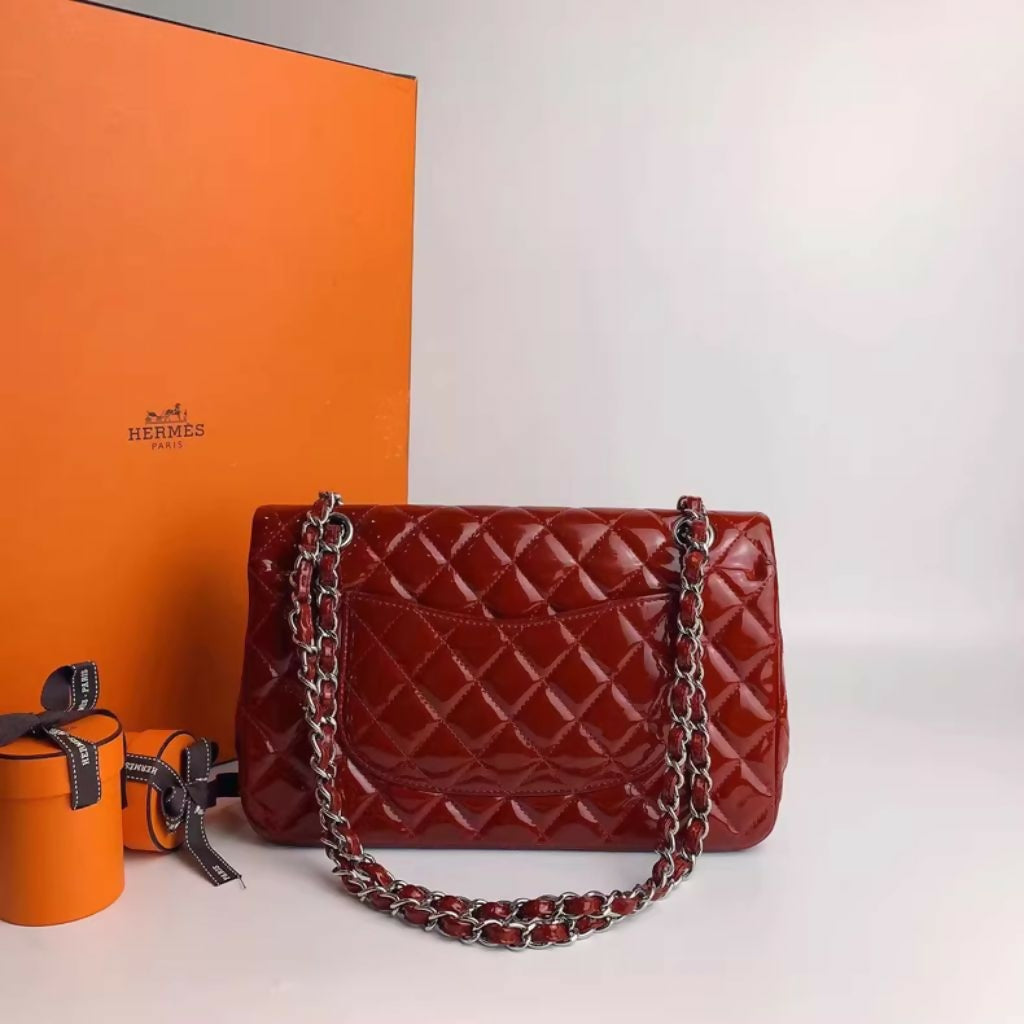 Chanel Classic Flap Medium with Red Patent Leather