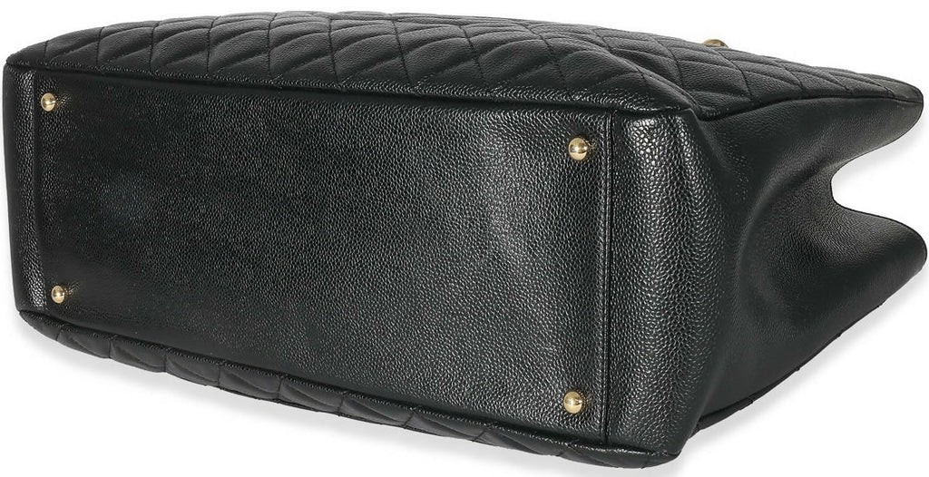 Chanel Black Caviar Quilted XL Grand Shopping Tote GST Gold Hardware