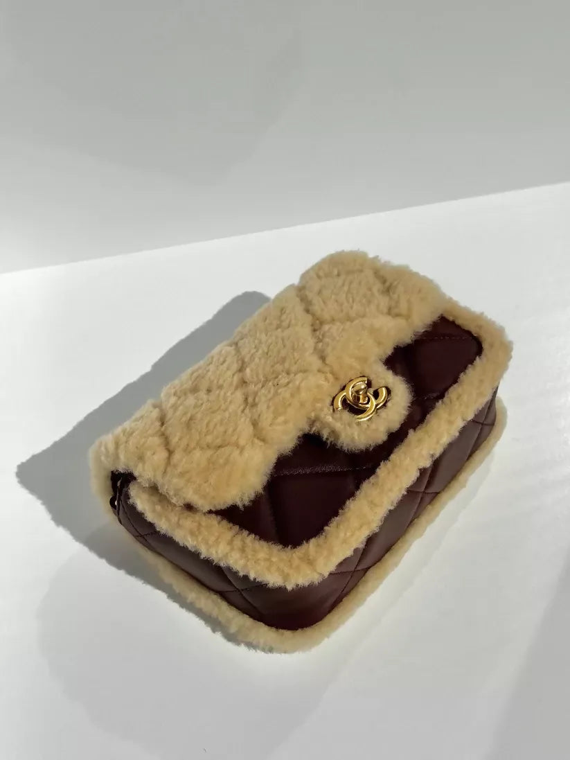 Chanel Fall/Winter 2025 Brown Mini Shearling Flap Bag