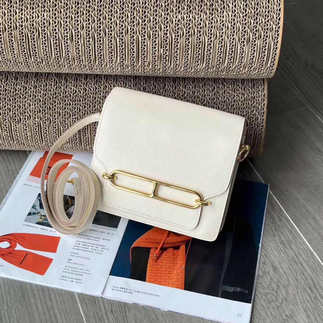 Hermès Mini Roulis 18 Evercolor Craie Gold Hardware