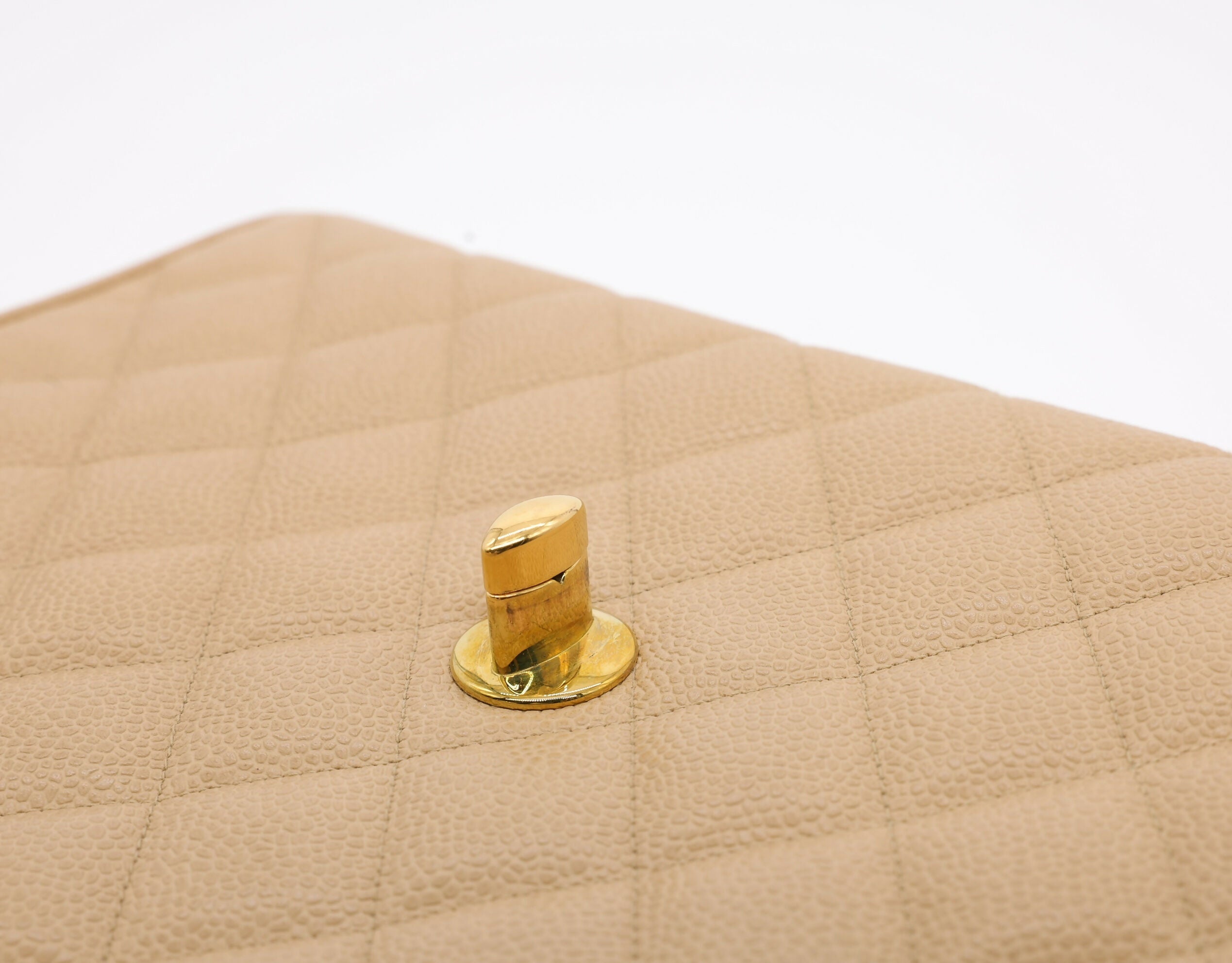 Chanel Vintage 1990s Caviar Dark Beige Jumbo Single Classic Flap Bag