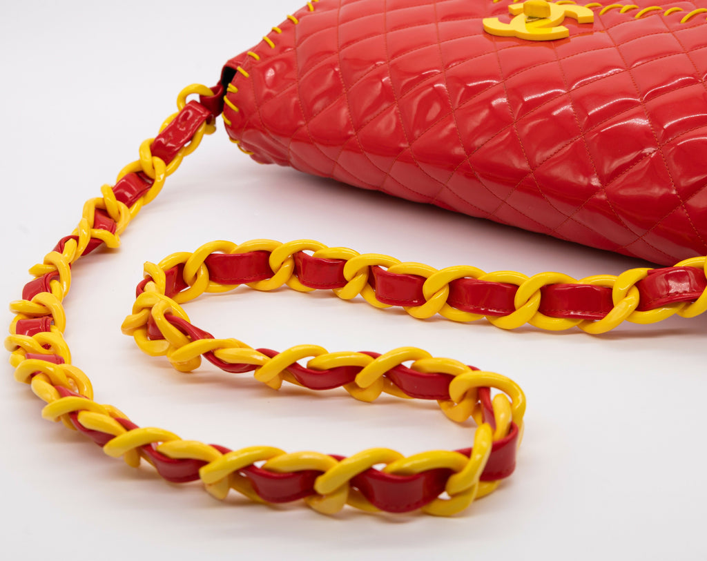 Chanel Vintage 1994 Fall/Winter Red Vinyl Maxi Flap Bag
