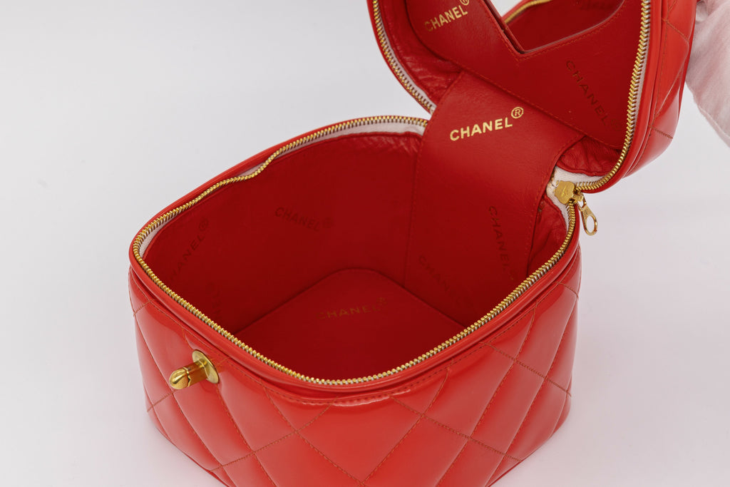 Chanel 1995 Spring/Summer Barbie Collection Chanel Red Patent Top Handle Vanity Bag