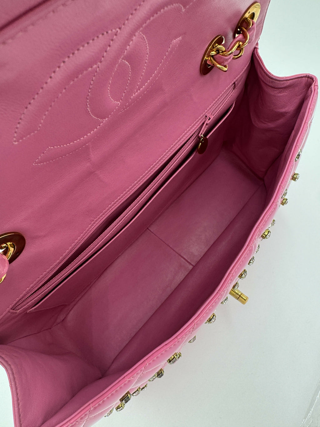 Chanel 1995 Spring/Summer Barbie Collection Pink Rhinestone Maxi Flap Bag