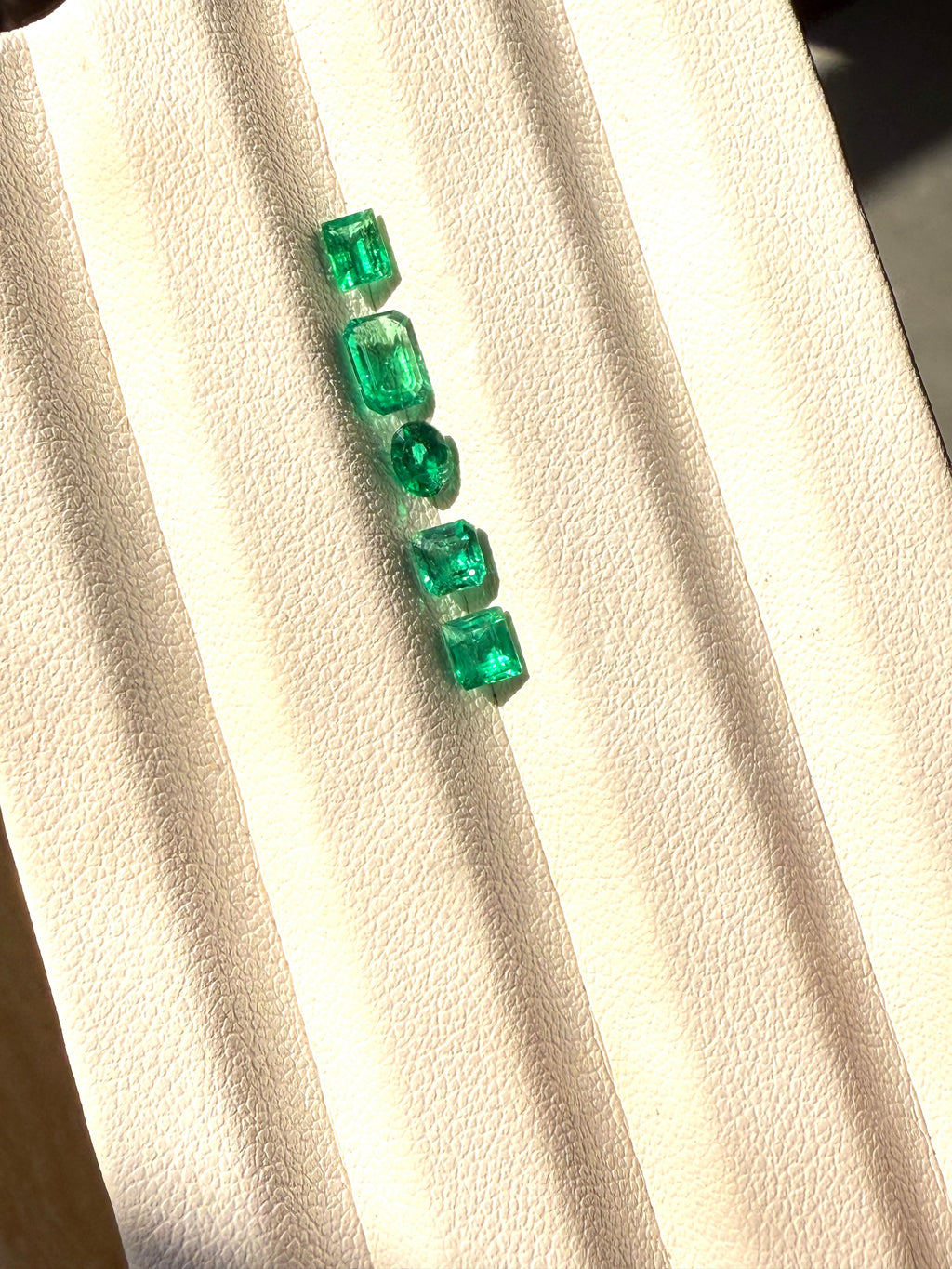 1.54 carats Vivid Green Emeralds- Step Cut, Princes, Cushion Cut