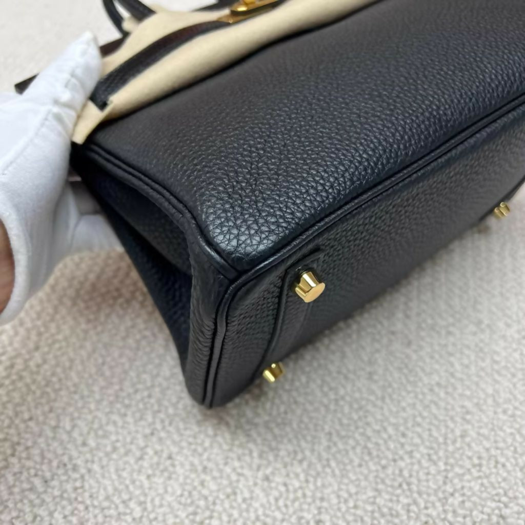 Hermès Birkin 25 touch Black Lizard/Togo Leather Gold Hardware