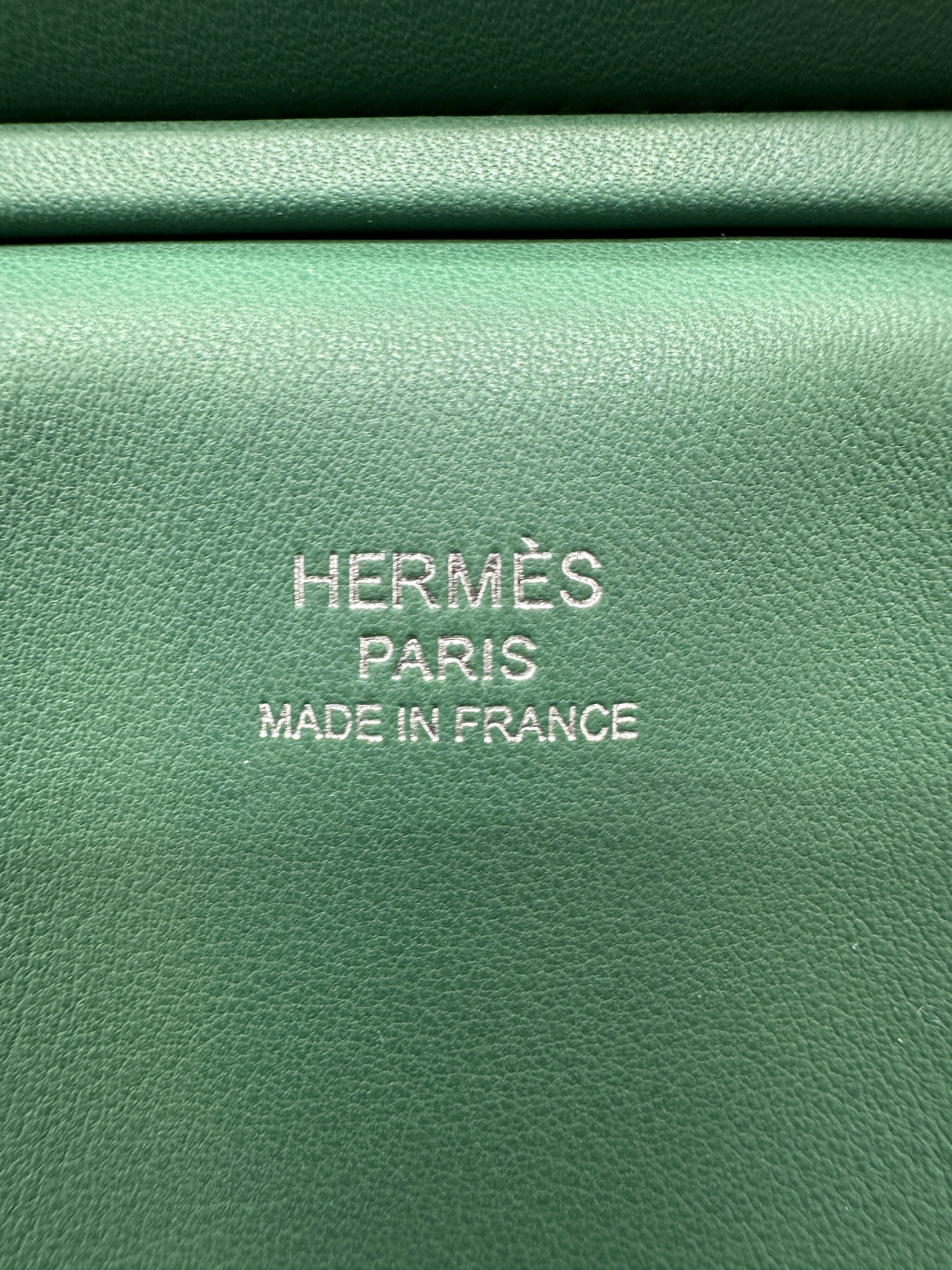 Hermes Birkin 25 Cargo Toile Goeland/Veau Swift Vert Moyen phw stamp K