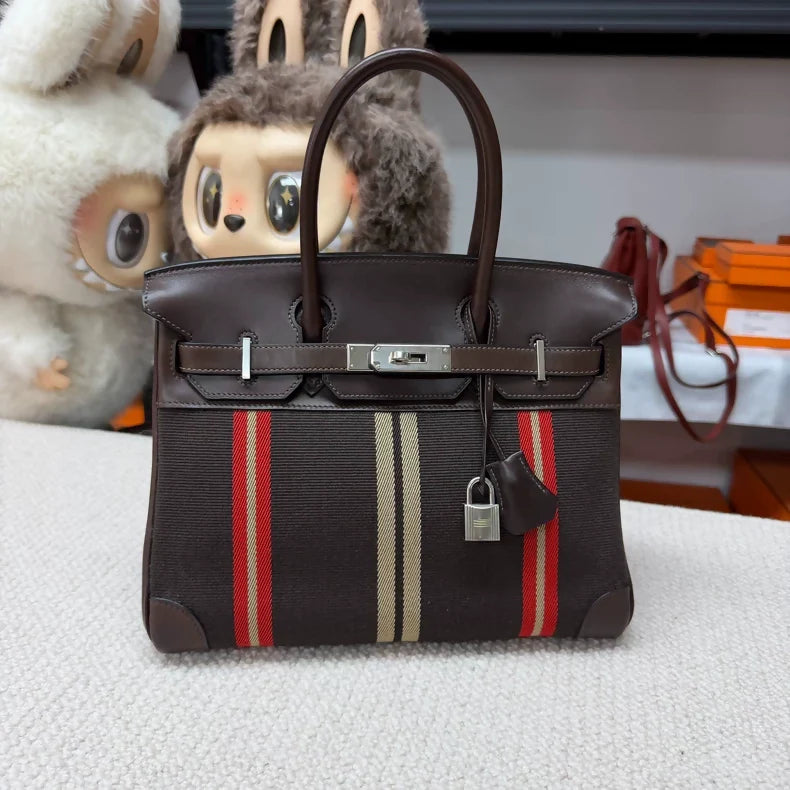 Hermès Birkin 30 Ebony Canvas palladium hardware