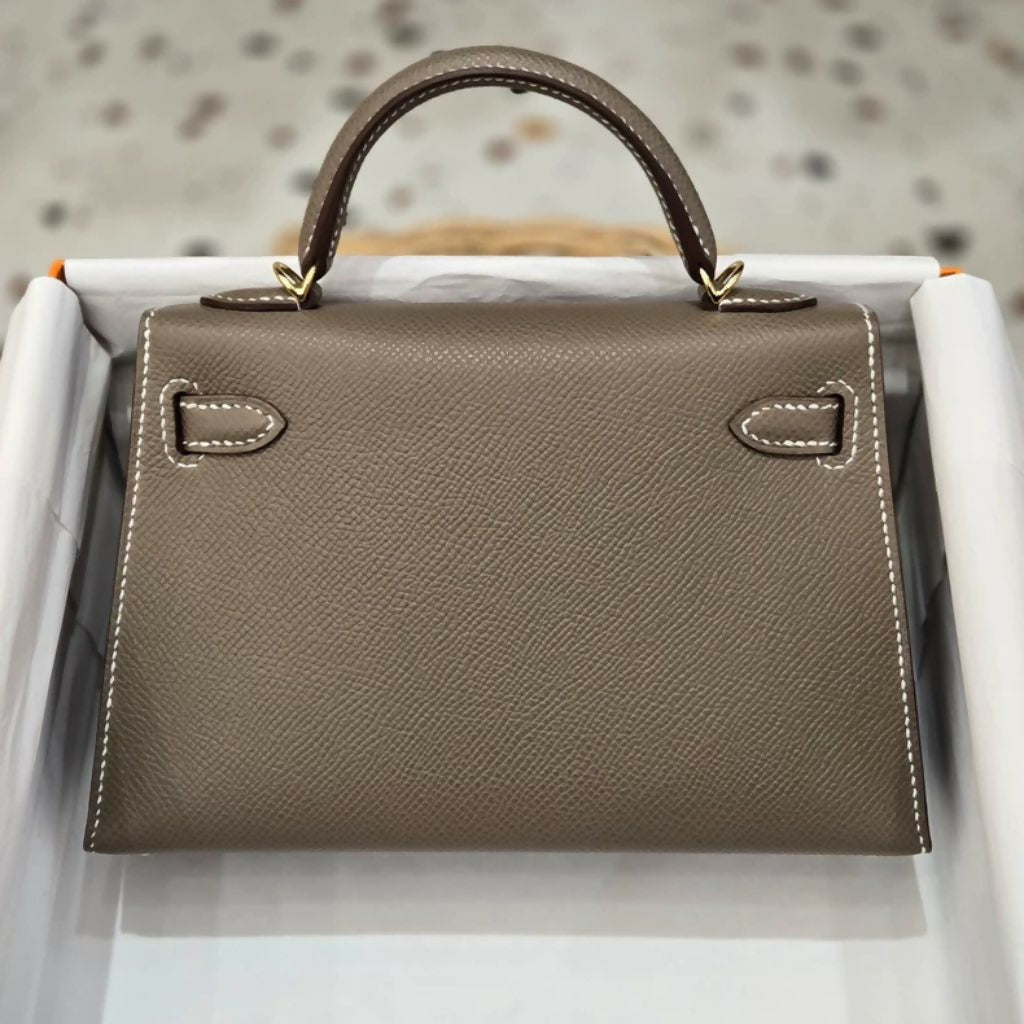Hermès Mini Kelly II Etoupe with Gold Hardware