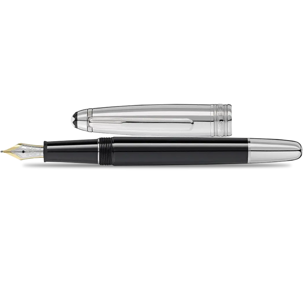 Montblanc Solitaire Fountain Pen - Black - Stainless Steel - Classique (Doue)-Pen Boutique Ltd