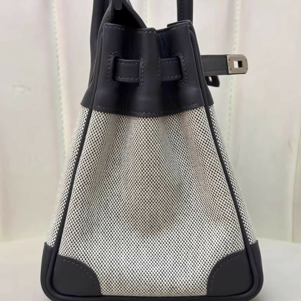 HERMÈS Birkin 25 Gris misty Swift Toile H Palladium  hardware