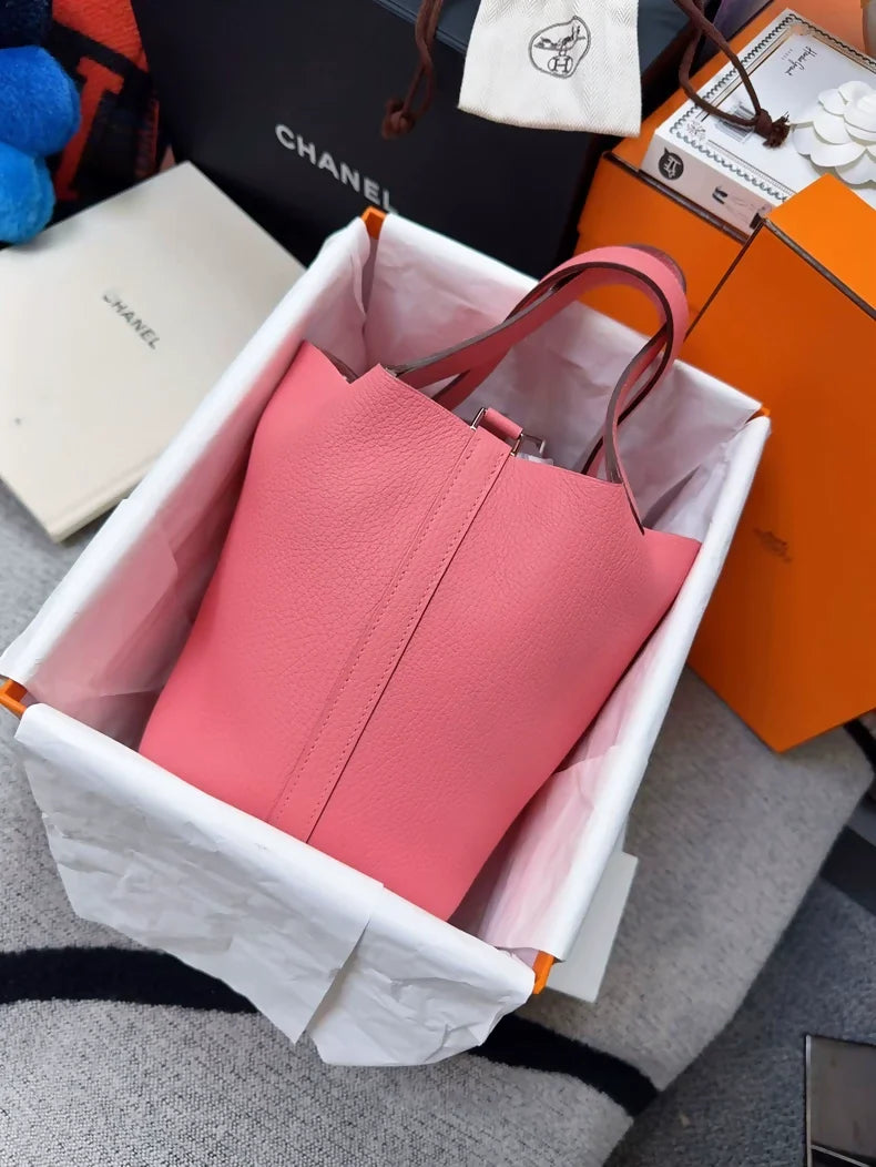 Hermes Picotin 18 pink lipstick Togo leather palladium hardware