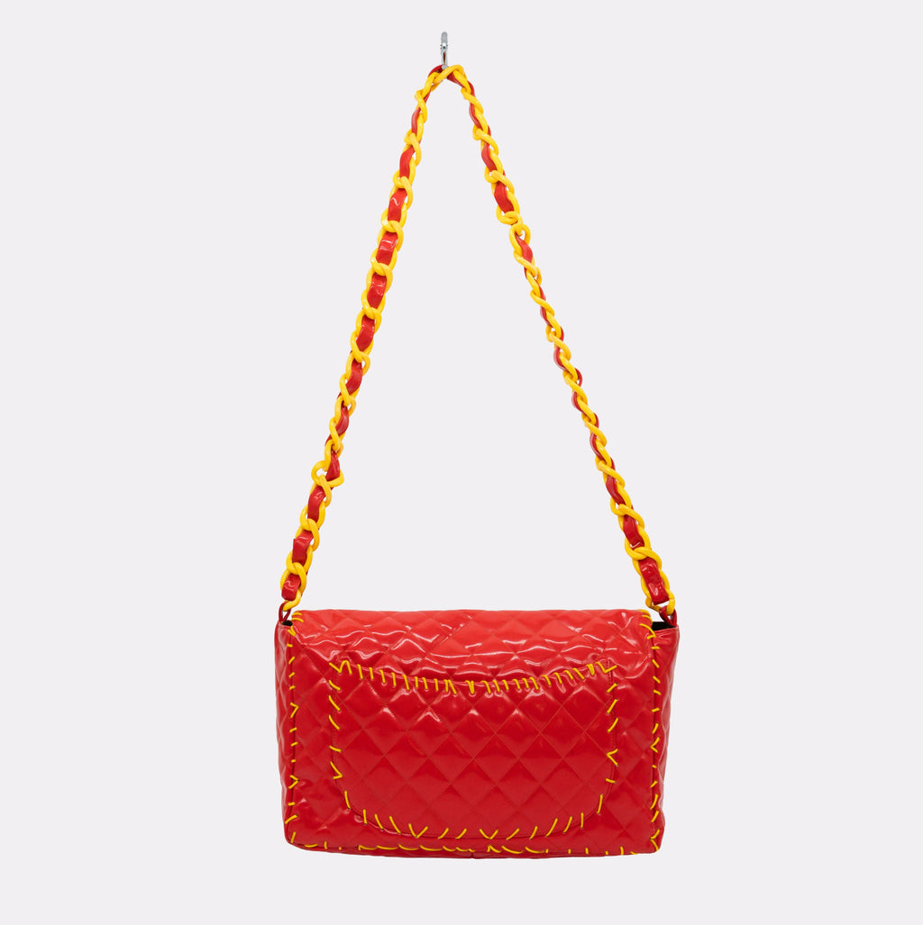 Chanel Vintage 1994 Fall/Winter Red Vinyl Maxi Flap Bag