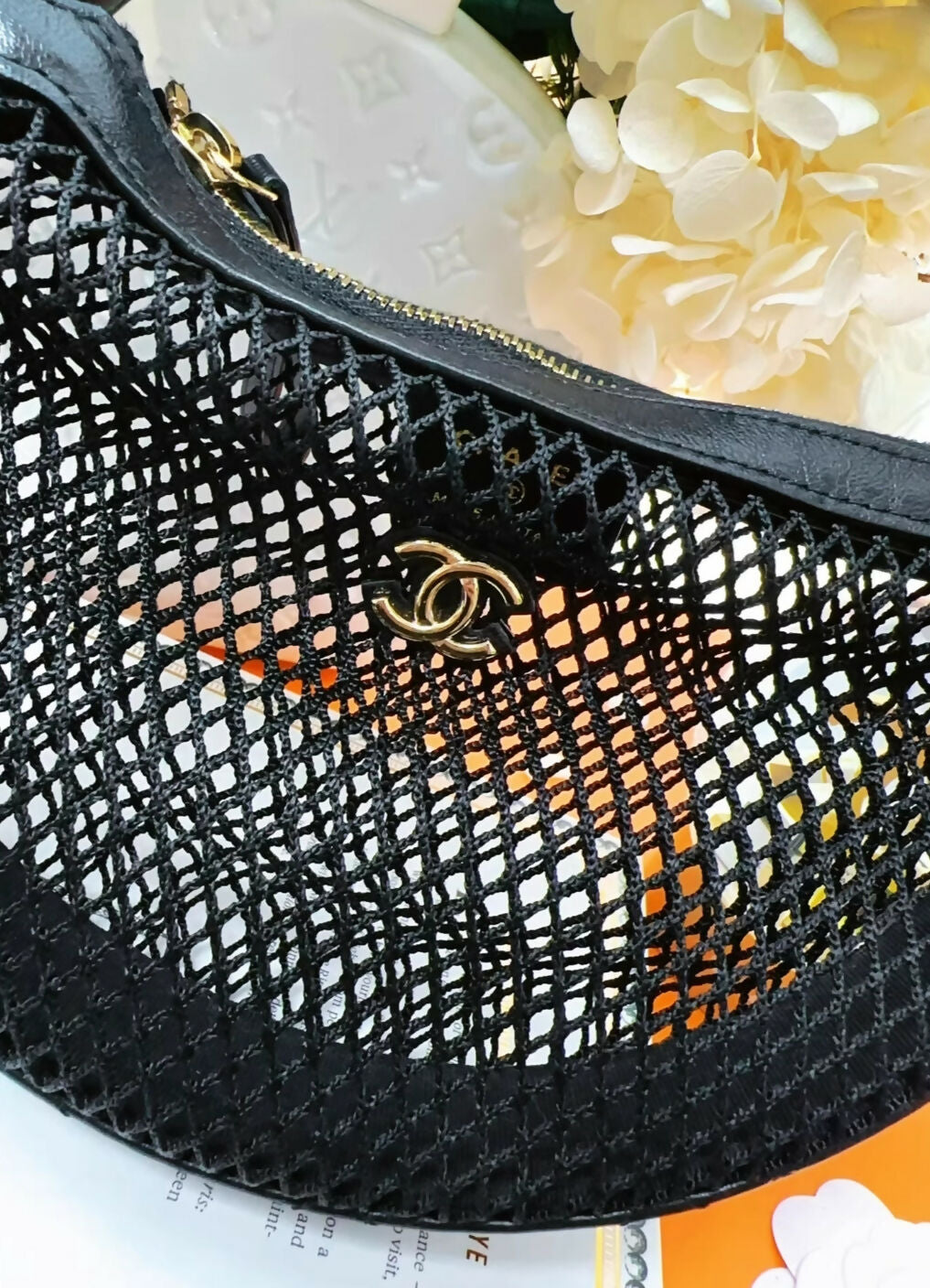 Chanel 25S Black Net Hula Hoop Bag