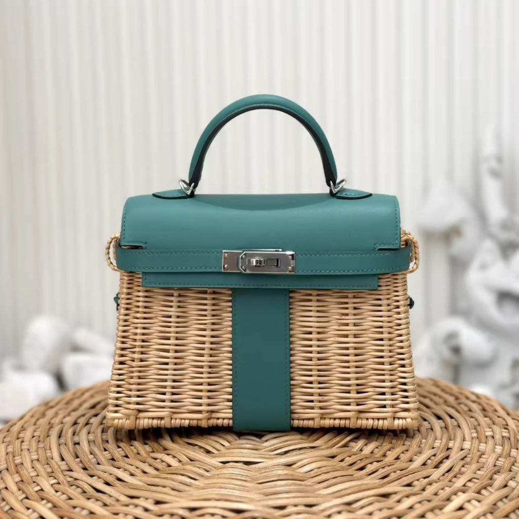Hermès Mini Kelly Picnic Green Swift Leather with Palladium hardware