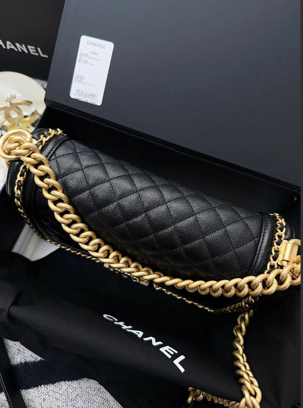 Chanel 23p limited edition Black leather and gold hardware & chain flap bag